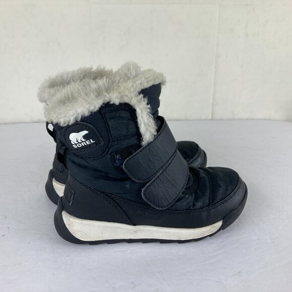 SOREL Little Boy Girl Sz 11 Black Winter Snow Boot Insulated Waterproof Faux Fur - Picture 4 of 7